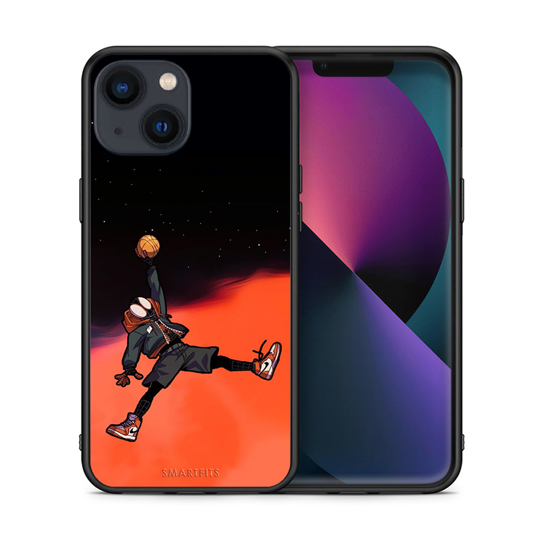 Θήκη iPhone 13 Basketball Hero από τη Smartfits με σχέδιο στο πίσω μέρος και μαύρο περίβλημα | iPhone 13 Basketball Hero case with colorful back and black bezels