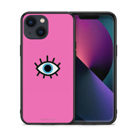 Thumbnail for Θήκη iPhone 13 Blue Eye Pink από τη Smartfits με σχέδιο στο πίσω μέρος και μαύρο περίβλημα | iPhone 13 Blue Eye Pink case with colorful back and black bezels