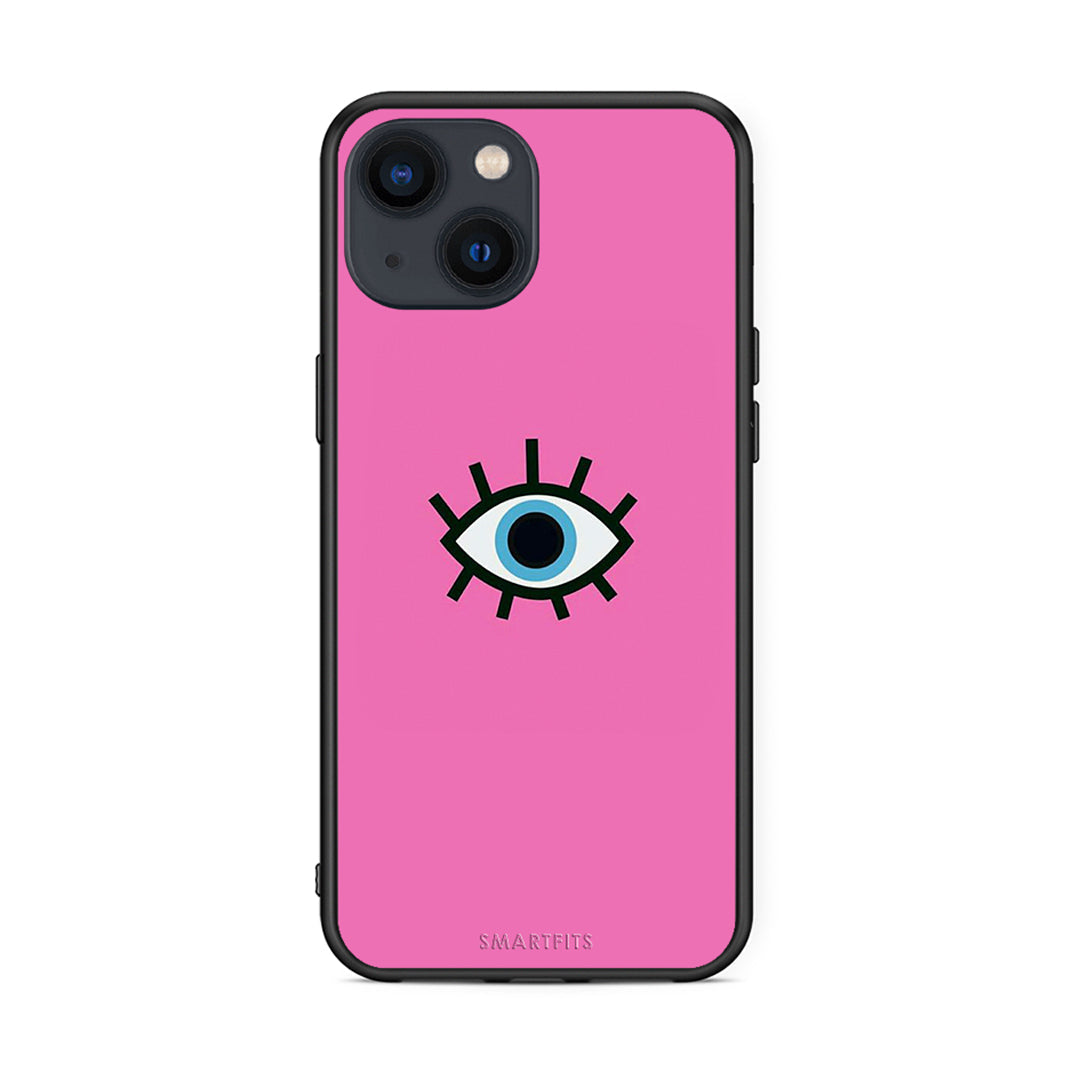 iPhone 13 Blue Eye Pink θήκη από τη Smartfits με σχέδιο στο πίσω μέρος και μαύρο περίβλημα | Smartphone case with colorful back and black bezels by Smartfits