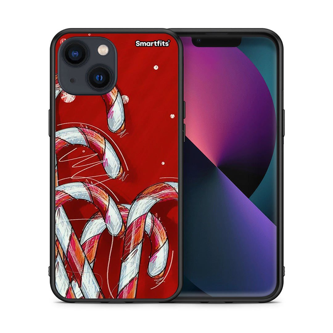 Θήκη iPhone 13 Mini Candy Cane από τη Smartfits με σχέδιο στο πίσω μέρος και μαύρο περίβλημα | iPhone 13 Mini Candy Cane case with colorful back and black bezels