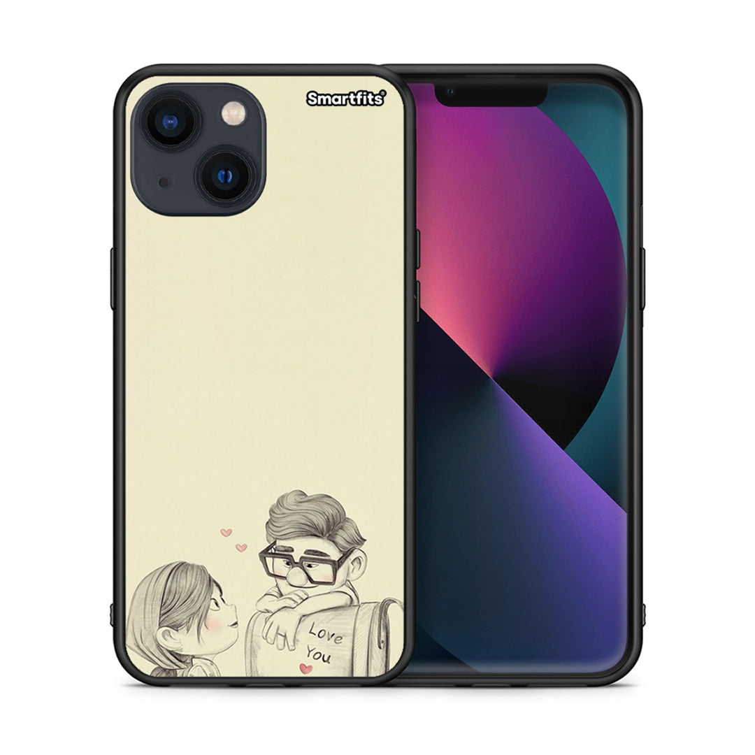 Θήκη iPhone 13 Mini Carl And Ellie από τη Smartfits με σχέδιο στο πίσω μέρος και μαύρο περίβλημα | iPhone 13 Mini Carl And Ellie case with colorful back and black bezels