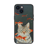 Thumbnail for iPhone 13 Cat Goldfish θήκη από τη Smartfits με σχέδιο στο πίσω μέρος και μαύρο περίβλημα | Smartphone case with colorful back and black bezels by Smartfits