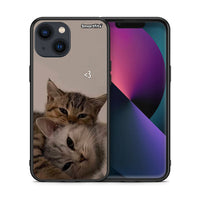 Thumbnail for Θήκη iPhone 13 Mini Cats In Love από τη Smartfits με σχέδιο στο πίσω μέρος και μαύρο περίβλημα | iPhone 13 Mini Cats In Love case with colorful back and black bezels