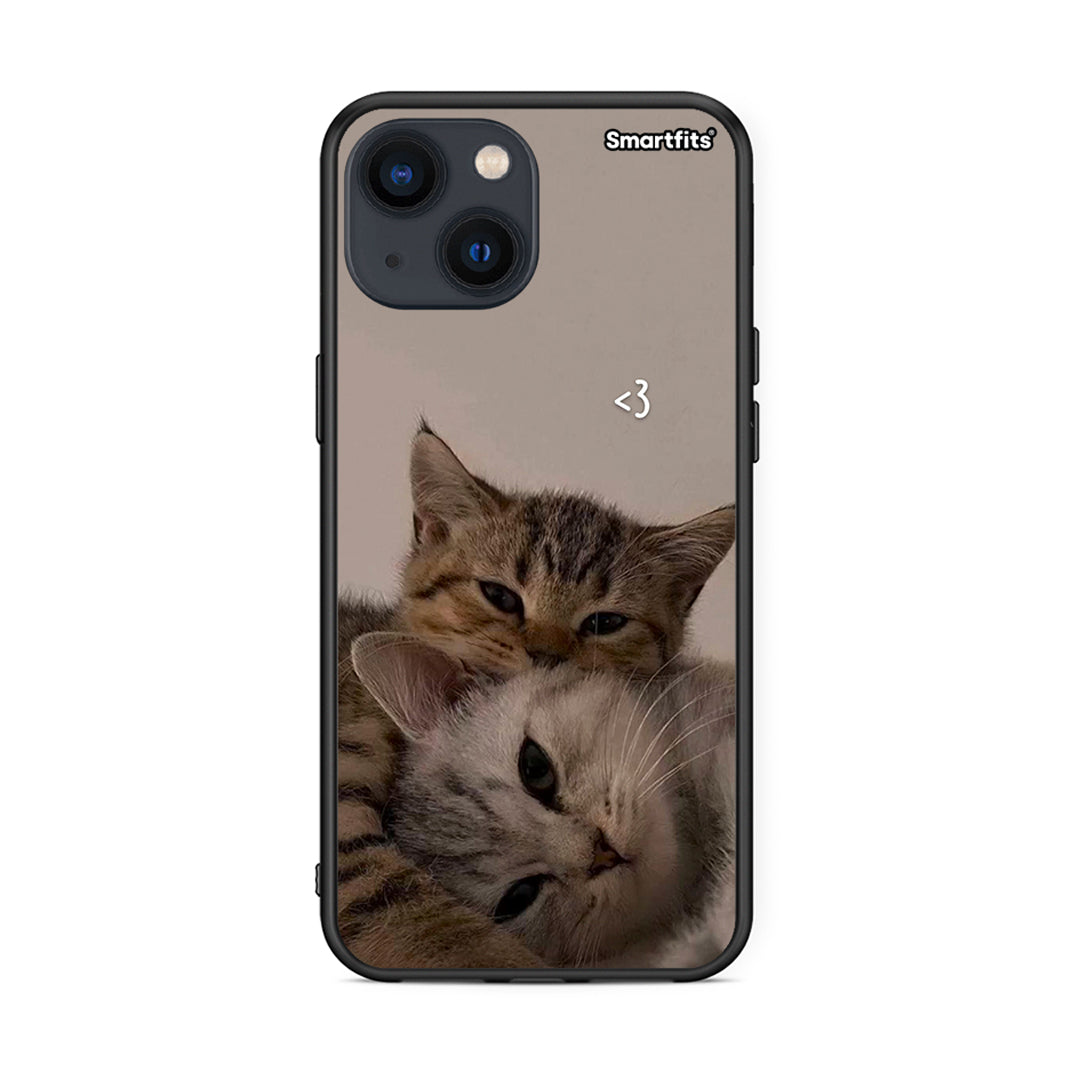 iPhone 13 Mini Cats In Love Θήκη από τη Smartfits με σχέδιο στο πίσω μέρος και μαύρο περίβλημα | Smartphone case with colorful back and black bezels by Smartfits