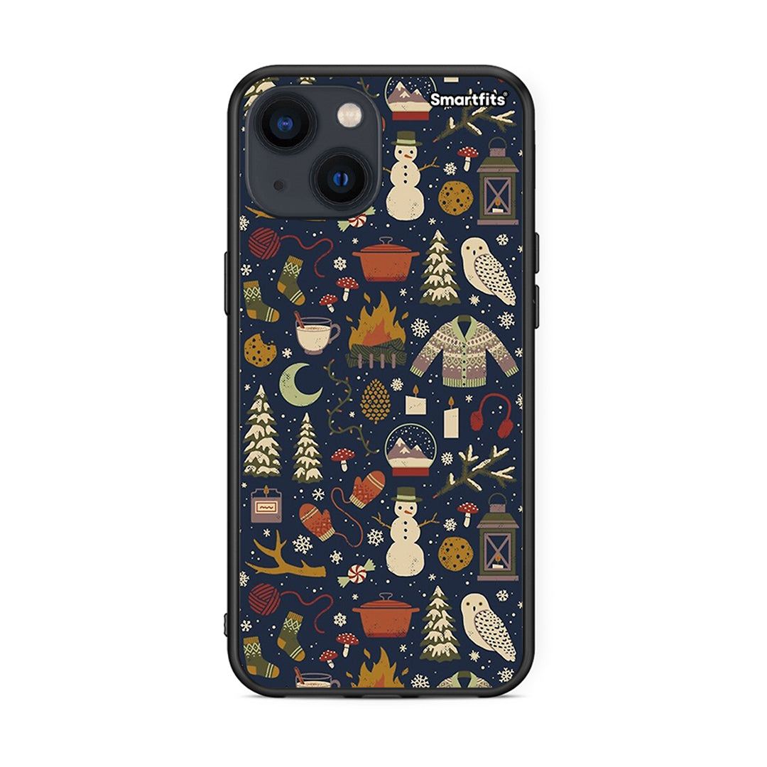 iPhone 13 Christmas Elements θήκη από τη Smartfits με σχέδιο στο πίσω μέρος και μαύρο περίβλημα | Smartphone case with colorful back and black bezels by Smartfits