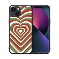 Thumbnail for Θήκη iPhone 13 Mini Christmas Hearts από τη Smartfits με σχέδιο στο πίσω μέρος και μαύρο περίβλημα | iPhone 13 Mini Christmas Hearts case with colorful back and black bezels