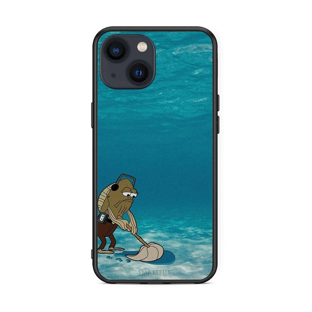 iPhone 13 Clean The Ocean Θήκη από τη Smartfits με σχέδιο στο πίσω μέρος και μαύρο περίβλημα | Smartphone case with colorful back and black bezels by Smartfits