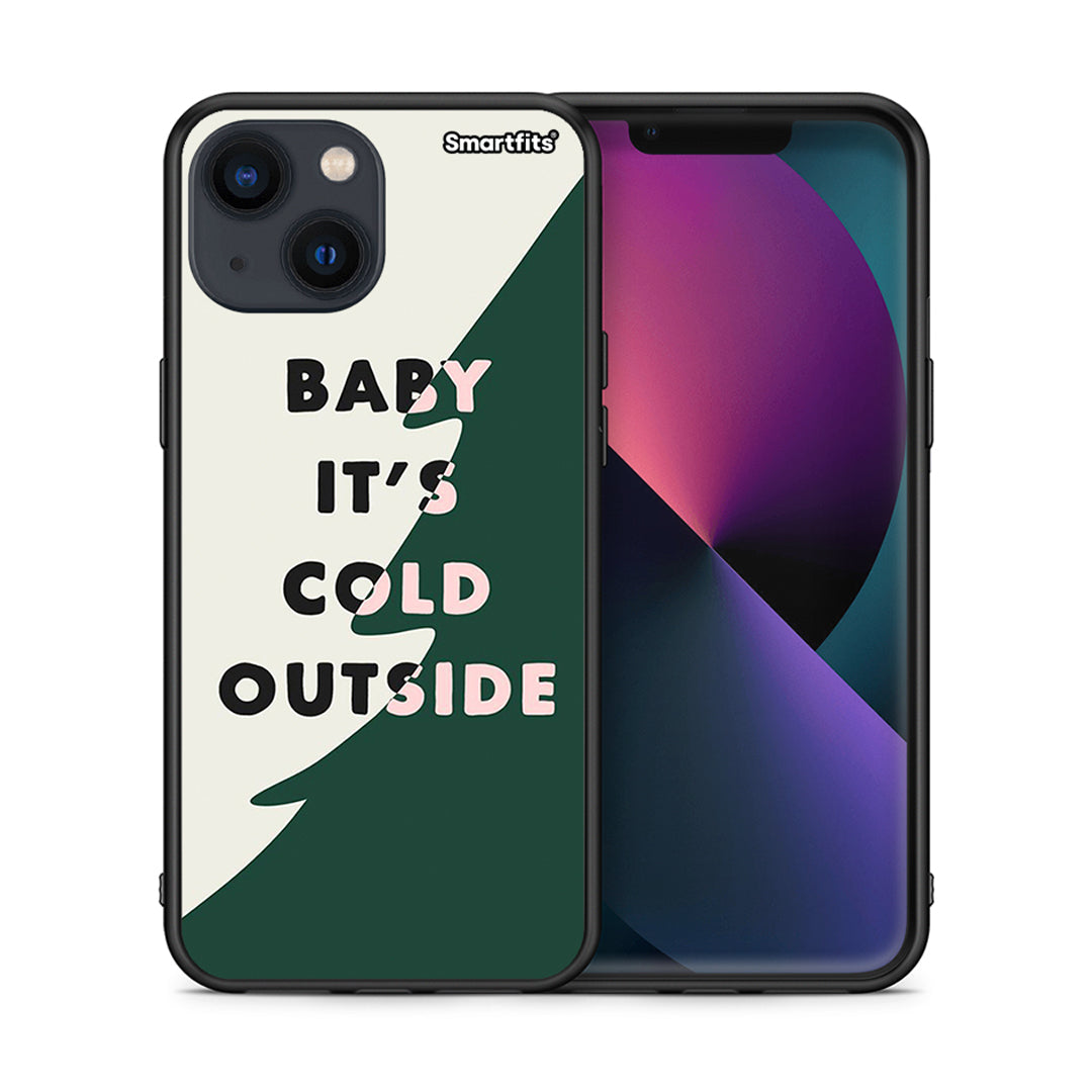 Θήκη iPhone 13 Mini Cold Outside από τη Smartfits με σχέδιο στο πίσω μέρος και μαύρο περίβλημα | iPhone 13 Mini Cold Outside case with colorful back and black bezels