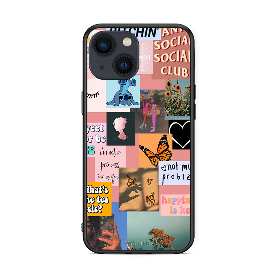 iPhone 13 Collage Bitchin Θήκη Αγίου Βαλεντίνου από τη Smartfits με σχέδιο στο πίσω μέρος και μαύρο περίβλημα | Smartphone case with colorful back and black bezels by Smartfits