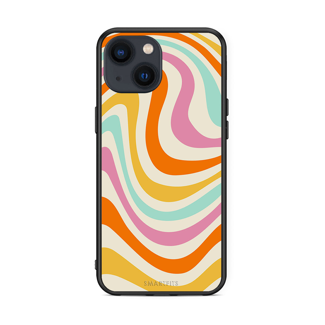 iPhone 13 Mini Colourful Waves θήκη από τη Smartfits με σχέδιο στο πίσω μέρος και μαύρο περίβλημα | Smartphone case with colorful back and black bezels by Smartfits