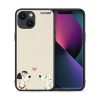 Thumbnail for Θήκη iPhone 13 Dalmatians Love από τη Smartfits με σχέδιο στο πίσω μέρος και μαύρο περίβλημα | iPhone 13 Dalmatians Love case with colorful back and black bezels