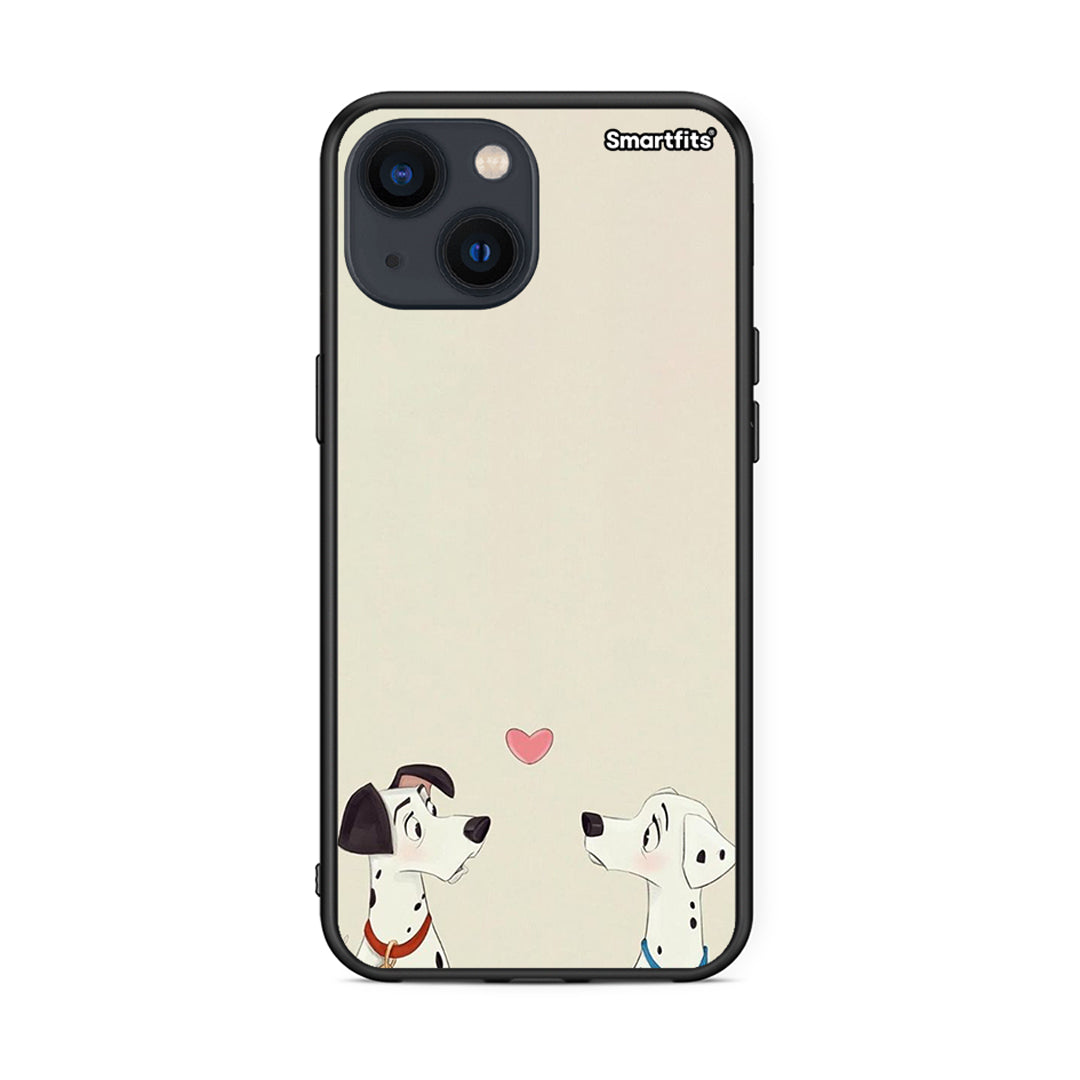 iPhone 13 Dalmatians Love θήκη από τη Smartfits με σχέδιο στο πίσω μέρος και μαύρο περίβλημα | Smartphone case with colorful back and black bezels by Smartfits