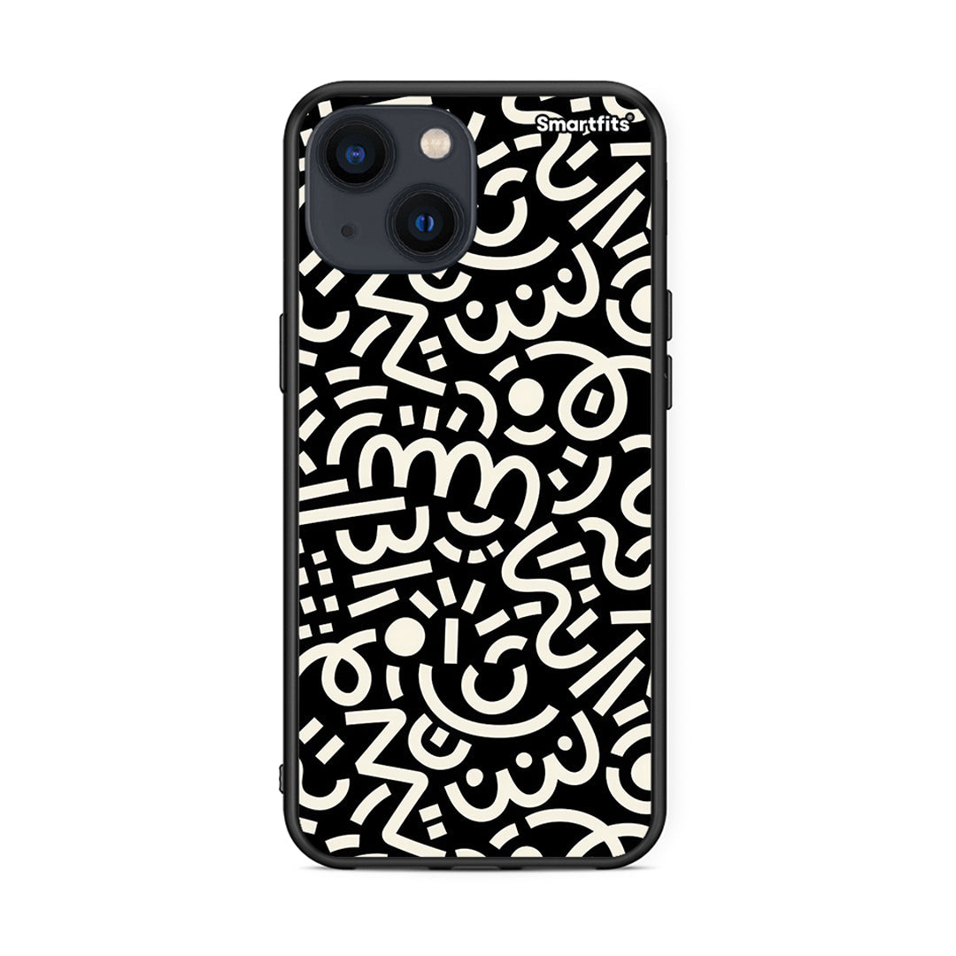 iPhone 13 Doodle Art Θήκη από τη Smartfits με σχέδιο στο πίσω μέρος και μαύρο περίβλημα | Smartphone case with colorful back and black bezels by Smartfits