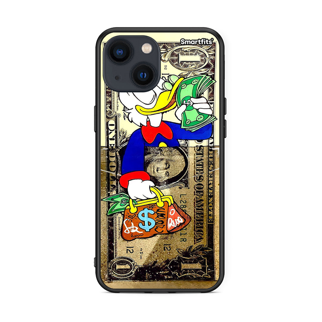 iPhone 13 Mini Duck Money Θήκη από τη Smartfits με σχέδιο στο πίσω μέρος και μαύρο περίβλημα | Smartphone case with colorful back and black bezels by Smartfits