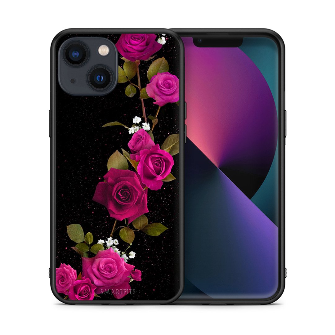 Θήκη iPhone 13 Mini Red Roses Flower από τη Smartfits με σχέδιο στο πίσω μέρος και μαύρο περίβλημα | iPhone 13 Mini Red Roses Flower case with colorful back and black bezels