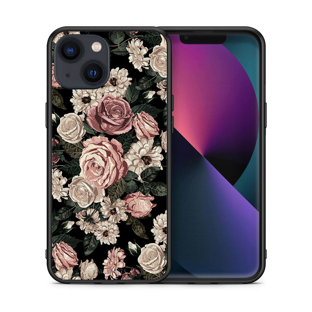 Θήκη iPhone 13 Wild Roses Flower από τη Smartfits με σχέδιο στο πίσω μέρος και μαύρο περίβλημα | iPhone 13 Wild Roses Flower case with colorful back and black bezels