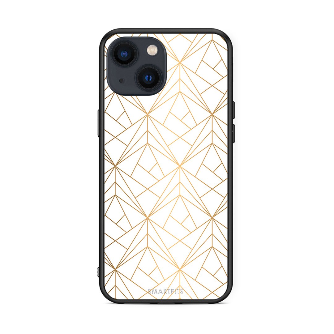 111 - iPhone 13 Mini Luxury White Geometric case, cover, bumper