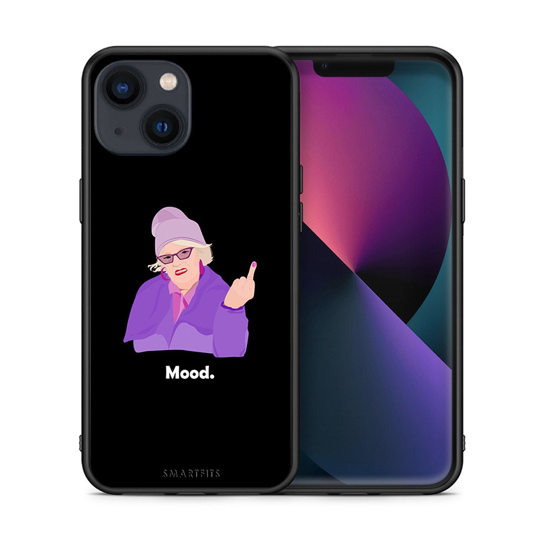 Θήκη iPhone 13 Mini Grandma Mood Black από τη Smartfits με σχέδιο στο πίσω μέρος και μαύρο περίβλημα | iPhone 13 Mini Grandma Mood Black case with colorful back and black bezels