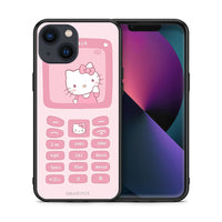 Thumbnail for Θήκη Αγίου Βαλεντίνου iPhone 13 Mini Hello Kitten από τη Smartfits με σχέδιο στο πίσω μέρος και μαύρο περίβλημα | iPhone 13 Mini Hello Kitten case with colorful back and black bezels