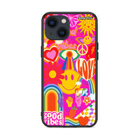 Thumbnail for iPhone 13 Mini Hippie Love θήκη από τη Smartfits με σχέδιο στο πίσω μέρος και μαύρο περίβλημα | Smartphone case with colorful back and black bezels by Smartfits