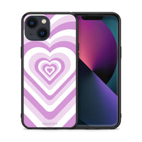 Thumbnail for Θήκη iPhone 13 Mini Lilac Hearts από τη Smartfits με σχέδιο στο πίσω μέρος και μαύρο περίβλημα | iPhone 13 Mini Lilac Hearts case with colorful back and black bezels