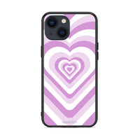 Thumbnail for iPhone 13 Mini Lilac Hearts θήκη από τη Smartfits με σχέδιο στο πίσω μέρος και μαύρο περίβλημα | Smartphone case with colorful back and black bezels by Smartfits