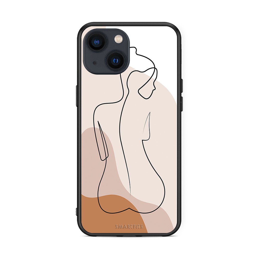 iPhone 13 Mini LineArt Woman θήκη από τη Smartfits με σχέδιο στο πίσω μέρος και μαύρο περίβλημα | Smartphone case with colorful back and black bezels by Smartfits