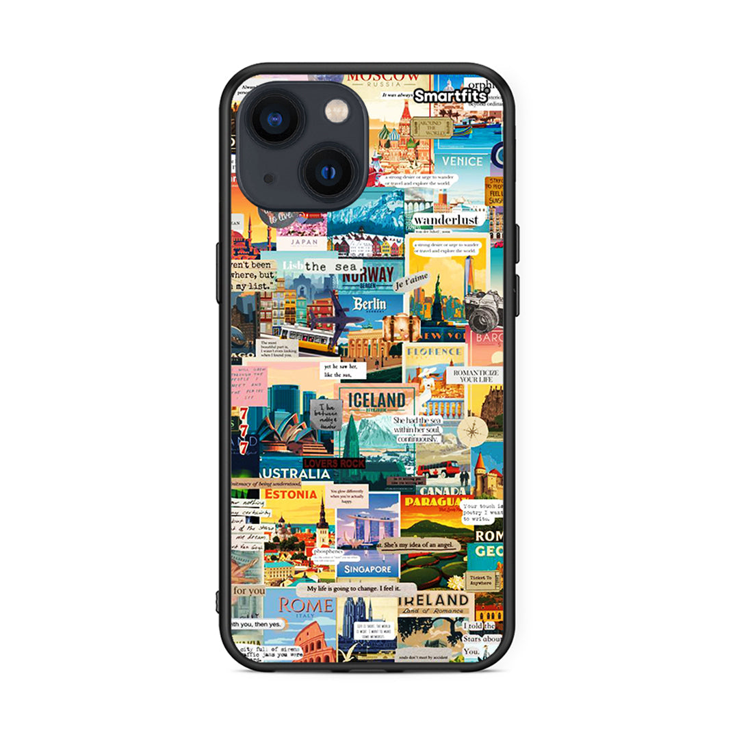 iPhone 13 Mini Live To Travel θήκη από τη Smartfits με σχέδιο στο πίσω μέρος και μαύρο περίβλημα | Smartphone case with colorful back and black bezels by Smartfits
