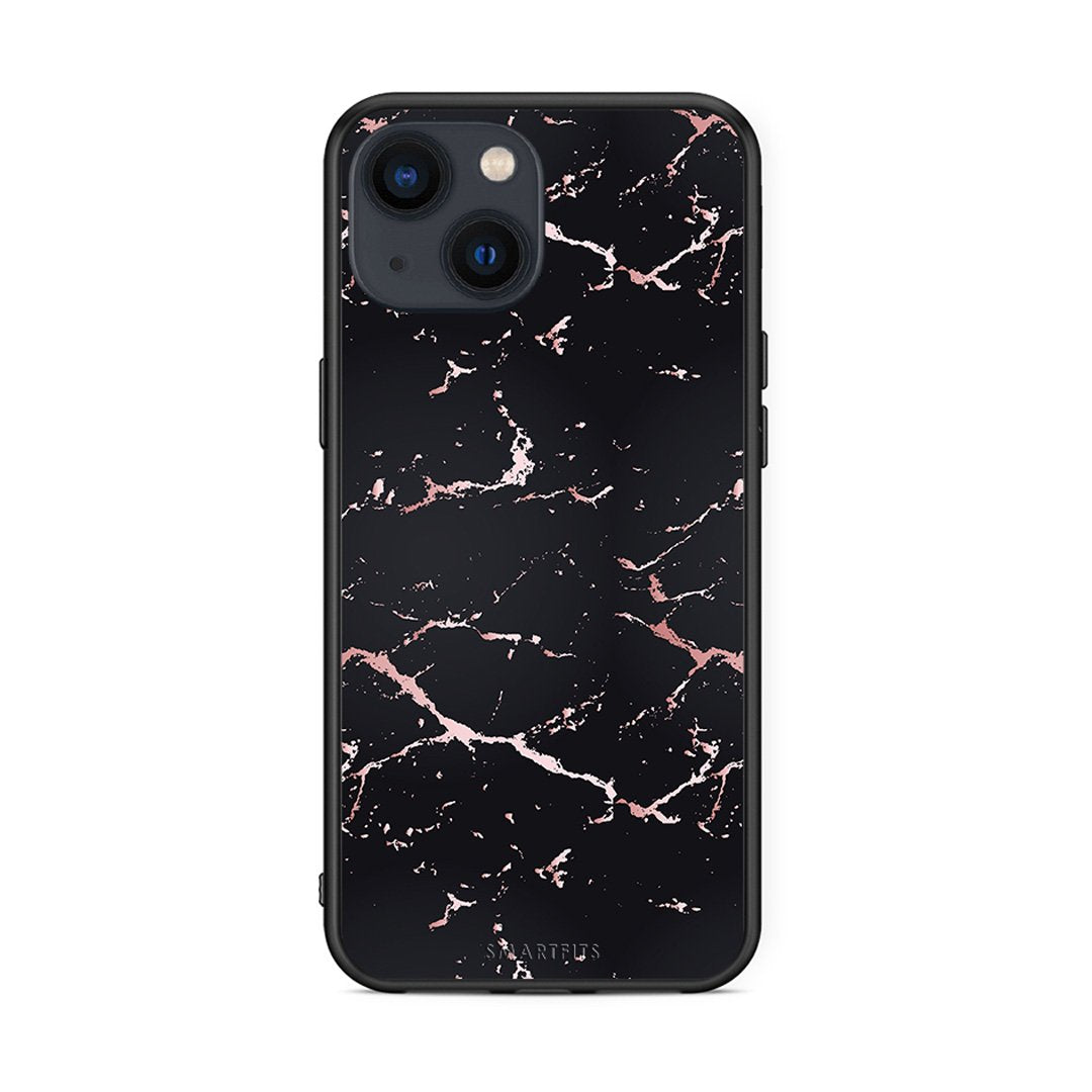 4 - iPhone 13 Black Rosegold Marble case, cover, bumper