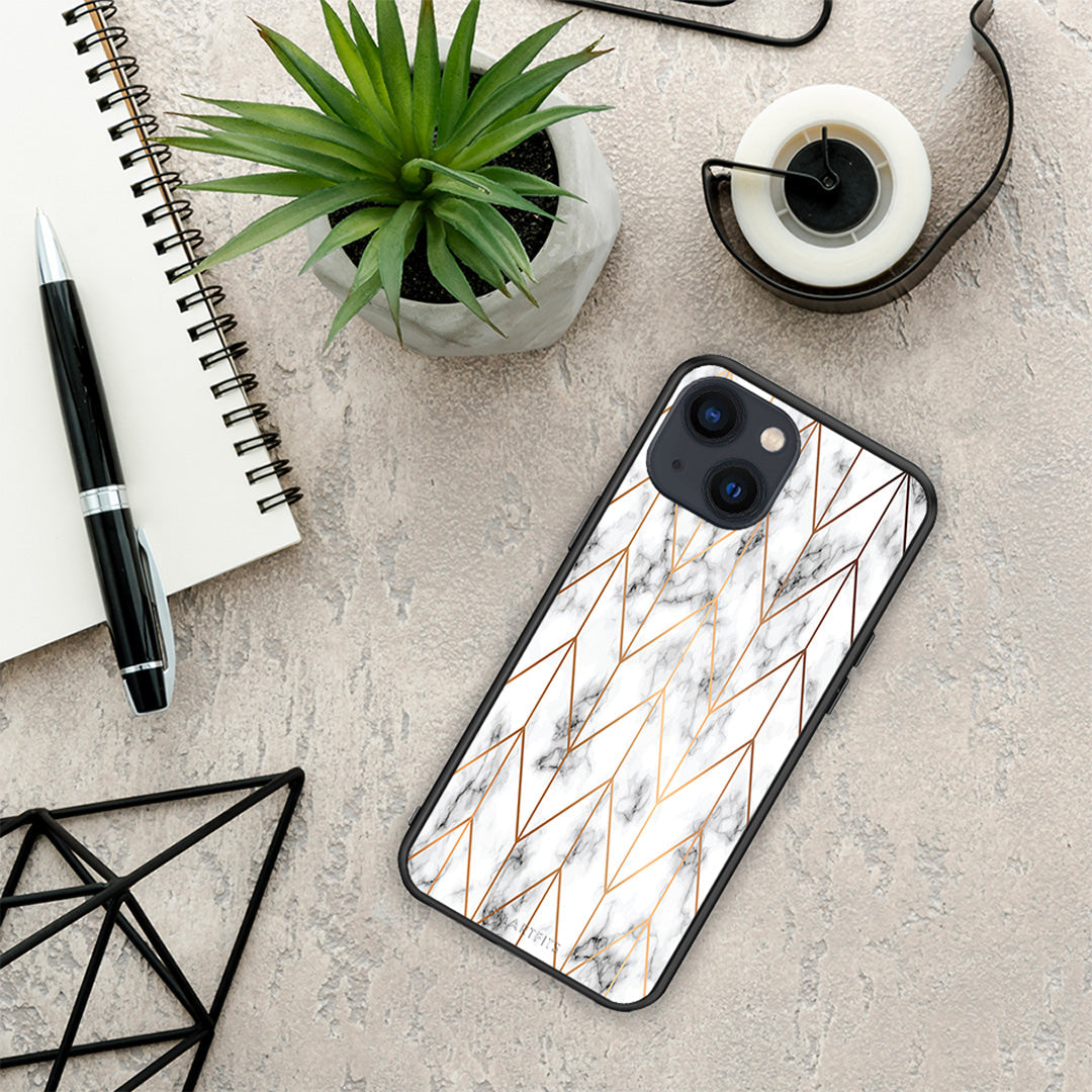 Marble Gold Geometric - iPhone 13 case
