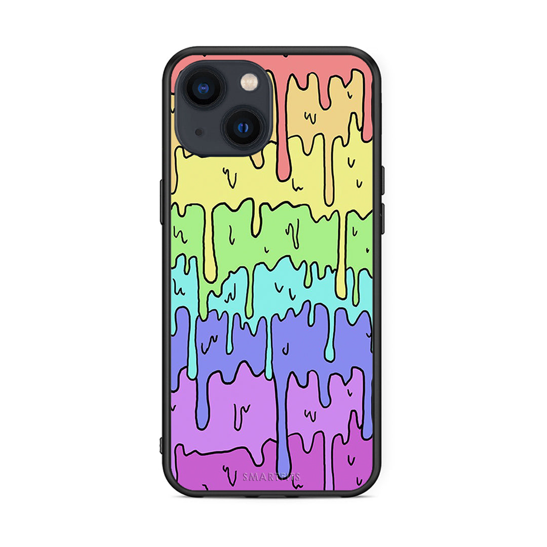 iPhone 13 Melting Rainbow θήκη από τη Smartfits με σχέδιο στο πίσω μέρος και μαύρο περίβλημα | Smartphone case with colorful back and black bezels by Smartfits
