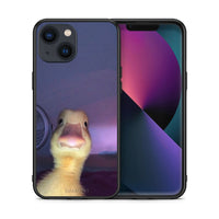 Thumbnail for Θήκη iPhone 13 Meme Duck από τη Smartfits με σχέδιο στο πίσω μέρος και μαύρο περίβλημα | iPhone 13 Meme Duck case with colorful back and black bezels