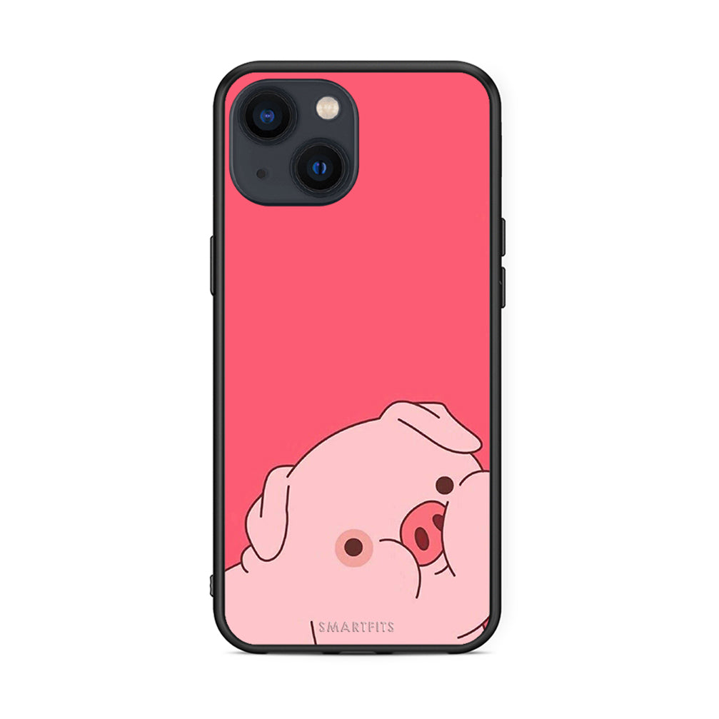 iPhone 13 Pig Love 1 Θήκη Αγίου Βαλεντίνου από τη Smartfits με σχέδιο στο πίσω μέρος και μαύρο περίβλημα | Smartphone case with colorful back and black bezels by Smartfits