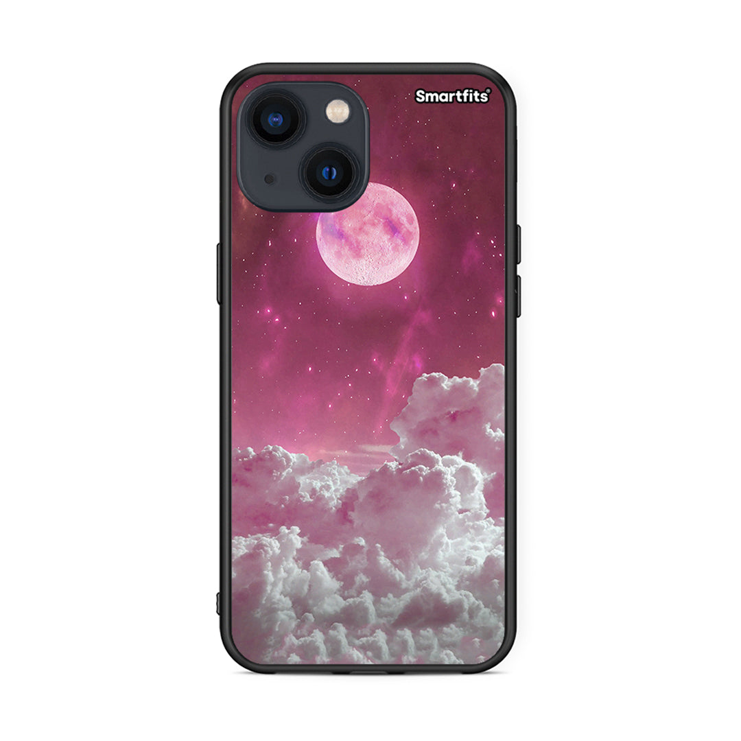 iPhone 13 Pink Moon Θήκη από τη Smartfits με σχέδιο στο πίσω μέρος και μαύρο περίβλημα | Smartphone case with colorful back and black bezels by Smartfits