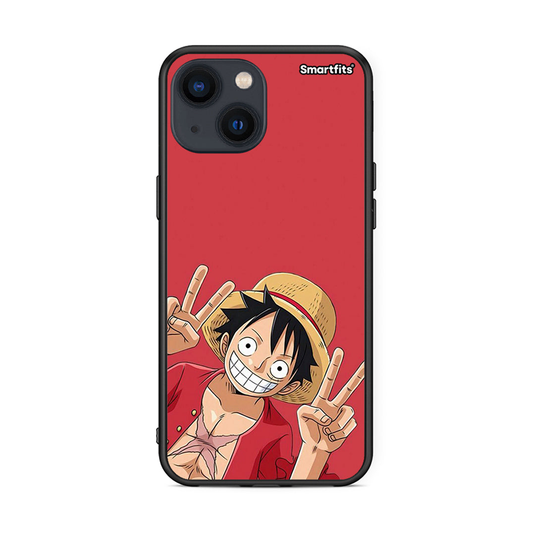 iPhone 13 Mini Pirate Luffy Θήκη από τη Smartfits με σχέδιο στο πίσω μέρος και μαύρο περίβλημα | Smartphone case with colorful back and black bezels by Smartfits