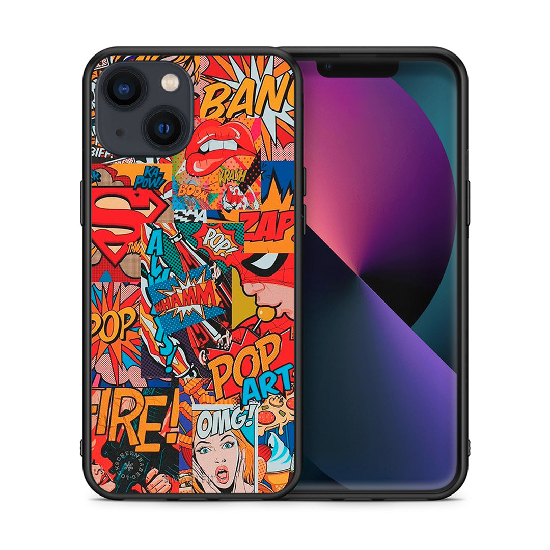 Θήκη iPhone 13 Mini PopArt OMG από τη Smartfits με σχέδιο στο πίσω μέρος και μαύρο περίβλημα | iPhone 13 Mini PopArt OMG case with colorful back and black bezels