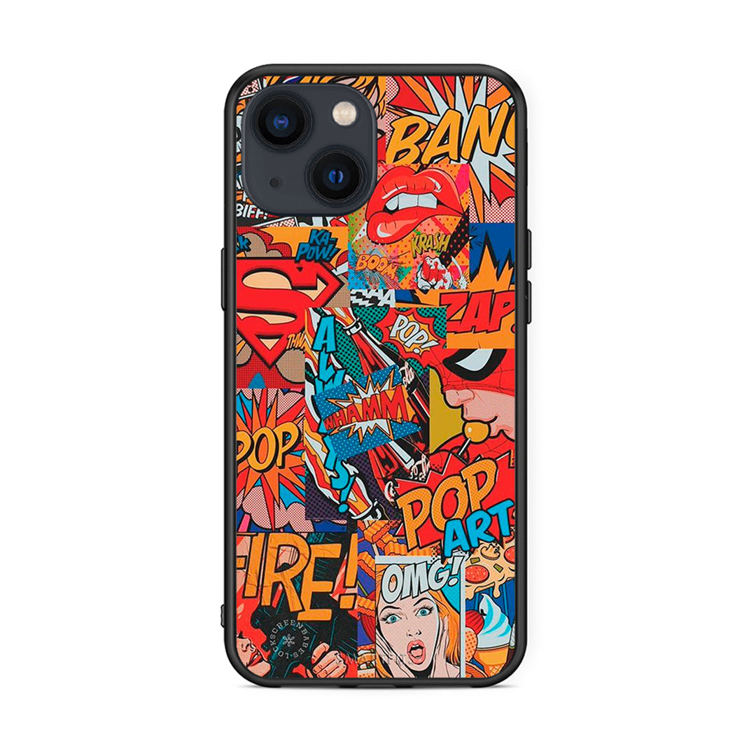 iPhone 13 Mini PopArt OMG θήκη από τη Smartfits με σχέδιο στο πίσω μέρος και μαύρο περίβλημα | Smartphone case with colorful back and black bezels by Smartfits