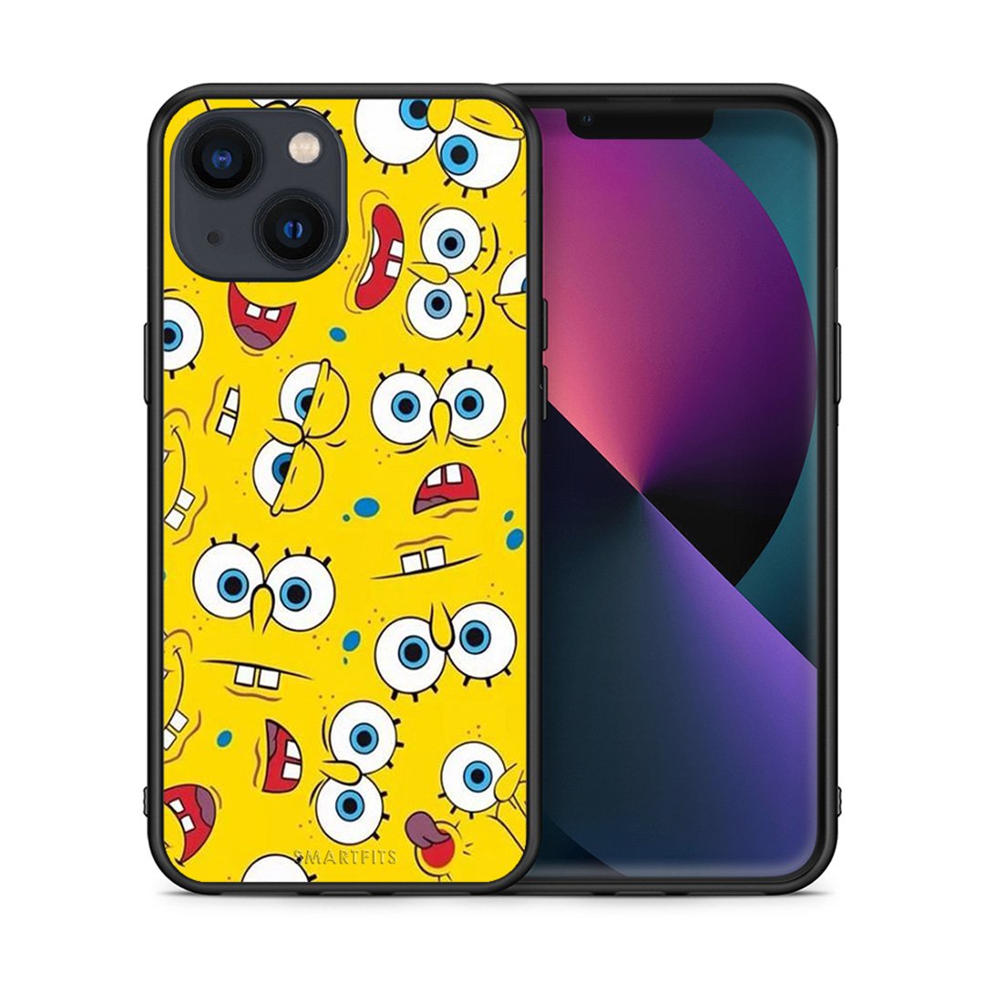 Θήκη iPhone 13 Sponge PopArt από τη Smartfits με σχέδιο στο πίσω μέρος και μαύρο περίβλημα | iPhone 13 Sponge PopArt case with colorful back and black bezels