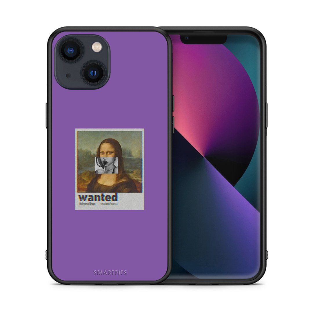 Θήκη iPhone 13 Mini Monalisa Popart από τη Smartfits με σχέδιο στο πίσω μέρος και μαύρο περίβλημα | iPhone 13 Mini Monalisa Popart case with colorful back and black bezels