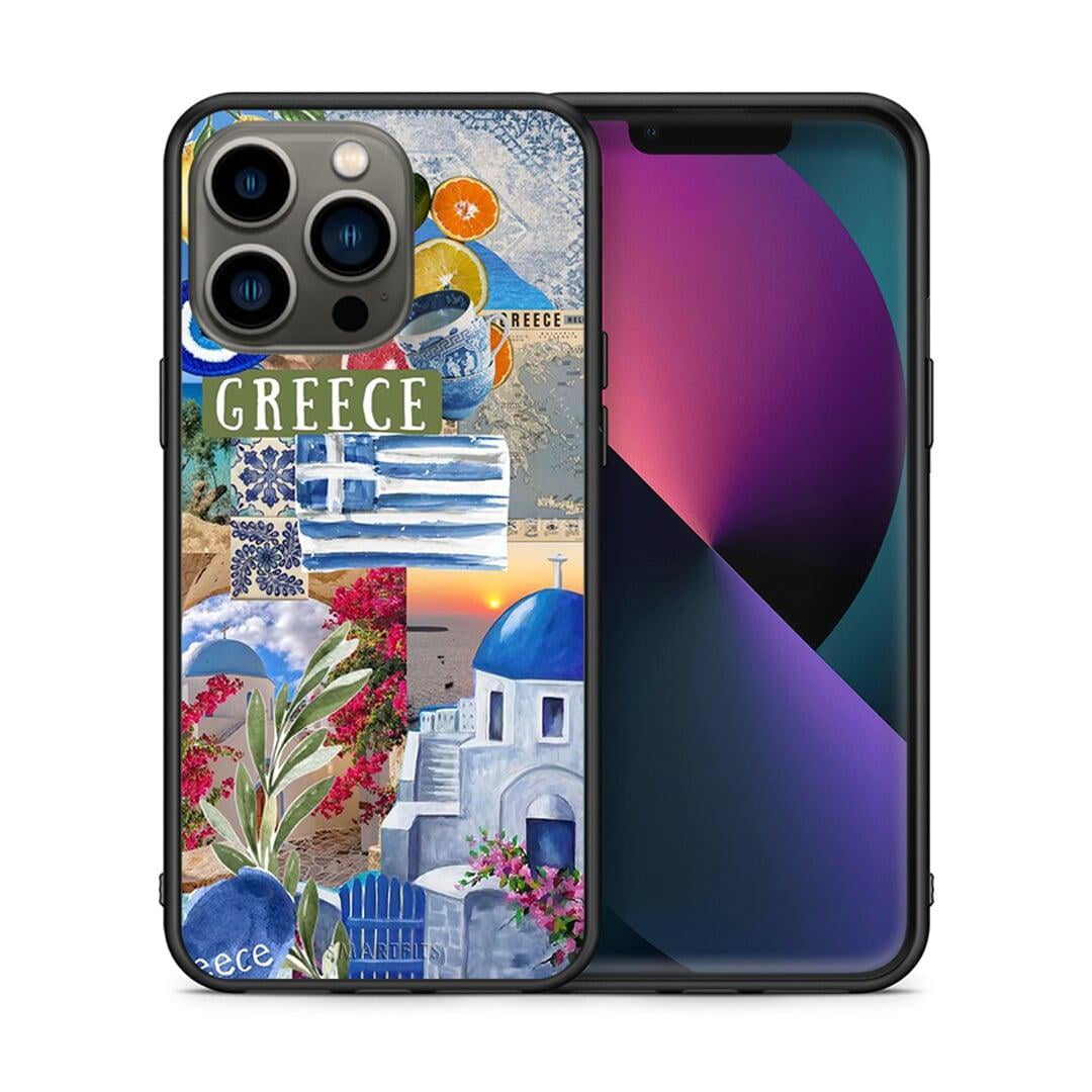 Θήκη iPhone 13 Pro All Greek από τη Smartfits με σχέδιο στο πίσω μέρος και μαύρο περίβλημα | iPhone 13 Pro All Greek case with colorful back and black bezels