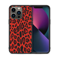 Thumbnail for Θήκη iPhone 13 Pro Red Leopard Animal από τη Smartfits με σχέδιο στο πίσω μέρος και μαύρο περίβλημα | iPhone 13 Pro Red Leopard Animal case with colorful back and black bezels
