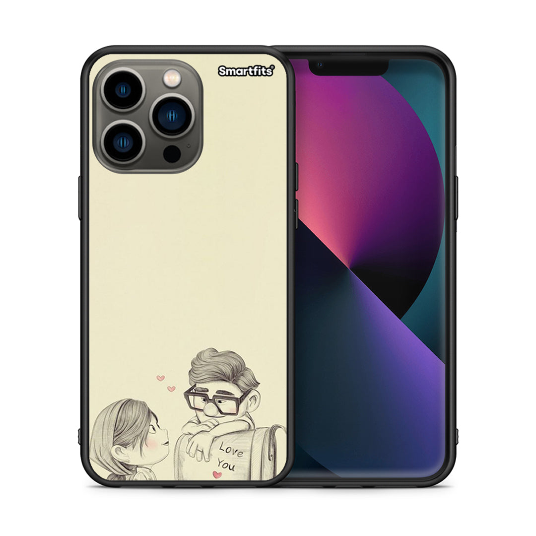 Θήκη iPhone 13 Pro Carl And Ellie από τη Smartfits με σχέδιο στο πίσω μέρος και μαύρο περίβλημα | iPhone 13 Pro Carl And Ellie case with colorful back and black bezels