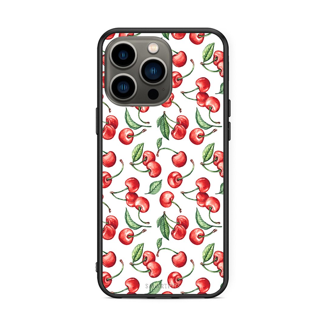 iPhone 13 Pro Cherry Summer θήκη από τη Smartfits με σχέδιο στο πίσω μέρος και μαύρο περίβλημα | Smartphone case with colorful back and black bezels by Smartfits