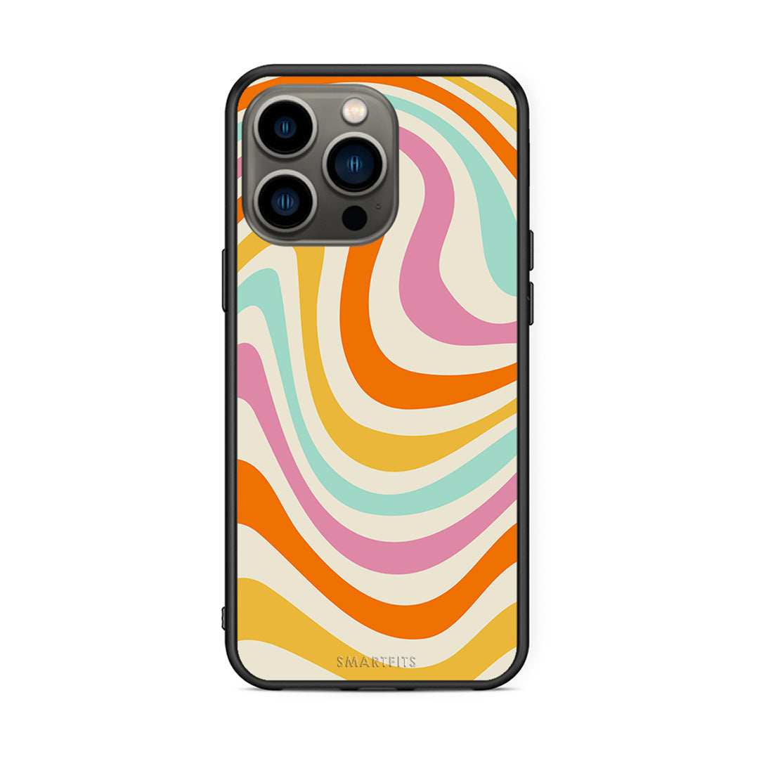 iPhone 13 Pro Colourful Waves θήκη από τη Smartfits με σχέδιο στο πίσω μέρος και μαύρο περίβλημα | Smartphone case with colorful back and black bezels by Smartfits