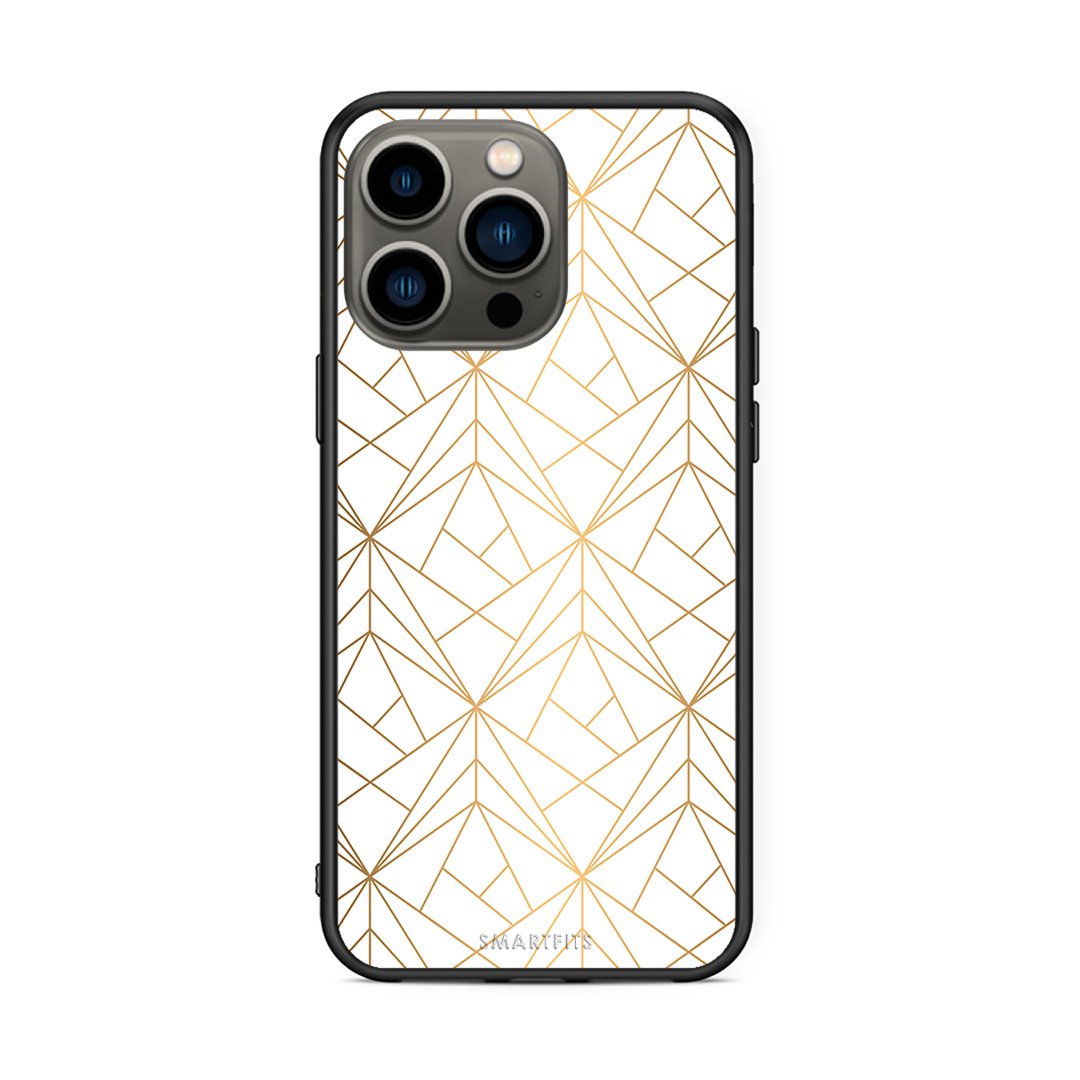 111 - iPhone 13 Pro Luxury White Geometric case, cover, bumper