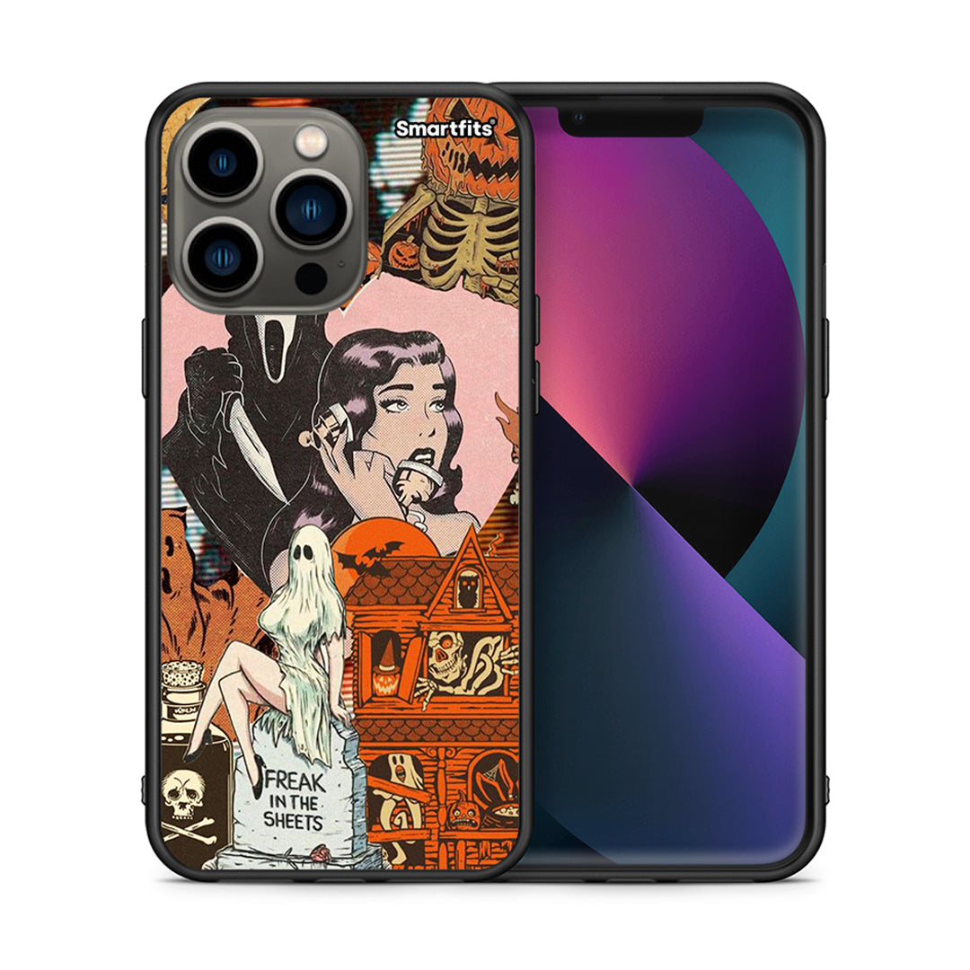 Θήκη iPhone 13 Pro Halloween Collage από τη Smartfits με σχέδιο στο πίσω μέρος και μαύρο περίβλημα | iPhone 13 Pro Halloween Collage case with colorful back and black bezels