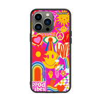 Thumbnail for iPhone 13 Pro Hippie Love θήκη από τη Smartfits με σχέδιο στο πίσω μέρος και μαύρο περίβλημα | Smartphone case with colorful back and black bezels by Smartfits