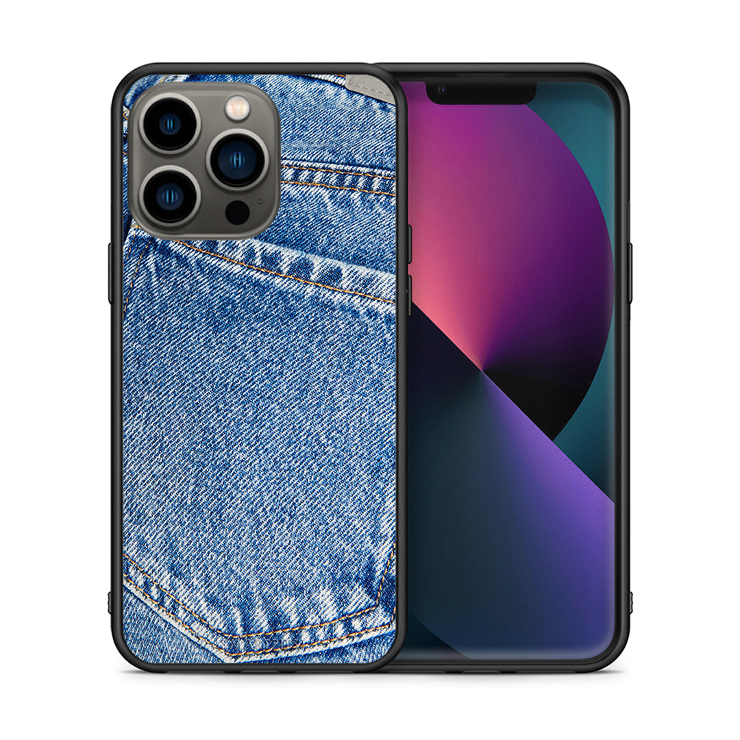 Θήκη iPhone 13 Pro Jeans Pocket από τη Smartfits με σχέδιο στο πίσω μέρος και μαύρο περίβλημα | iPhone 13 Pro Jeans Pocket case with colorful back and black bezels