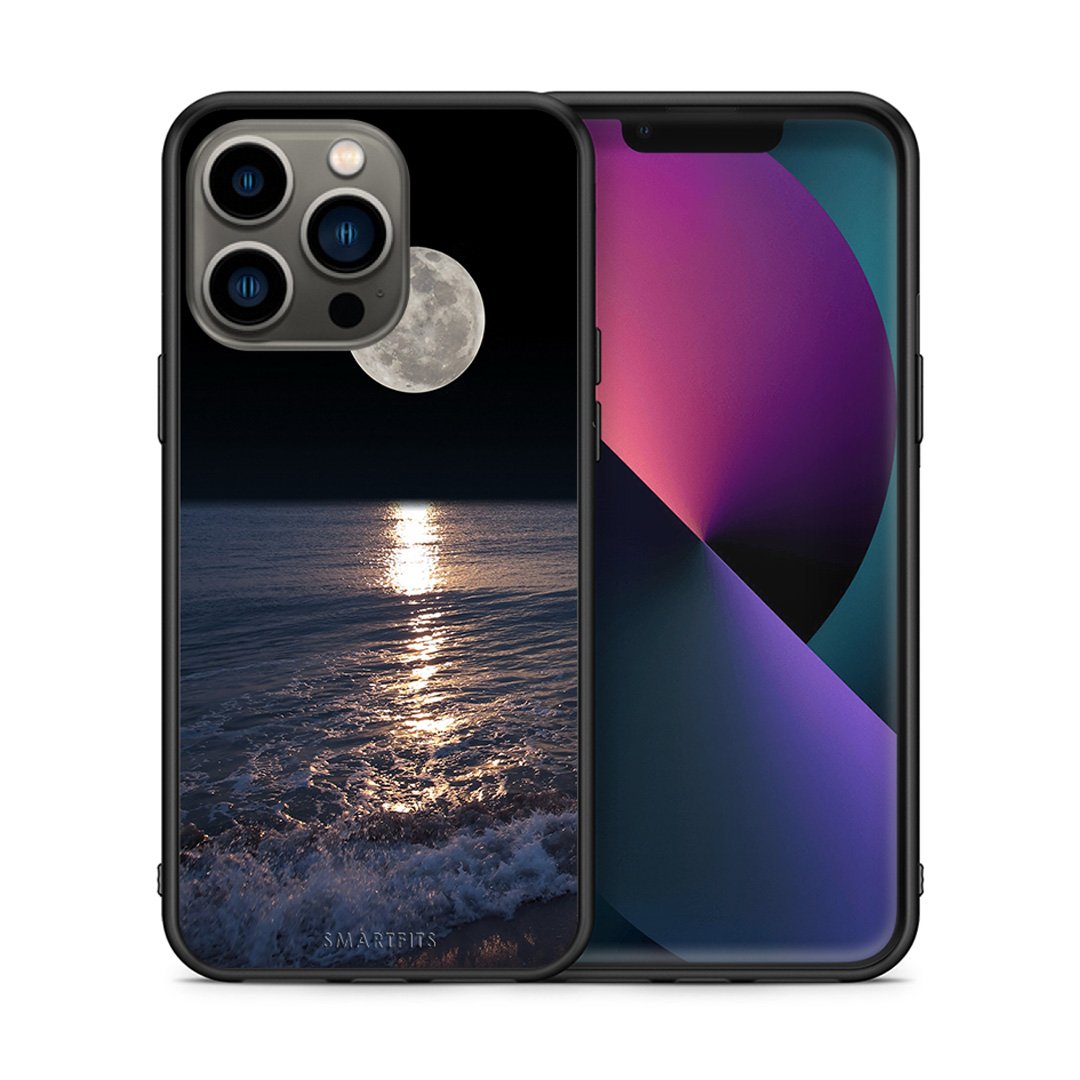 Θήκη iPhone 13 Pro Moon Landscape από τη Smartfits με σχέδιο στο πίσω μέρος και μαύρο περίβλημα | iPhone 13 Pro Moon Landscape case with colorful back and black bezels