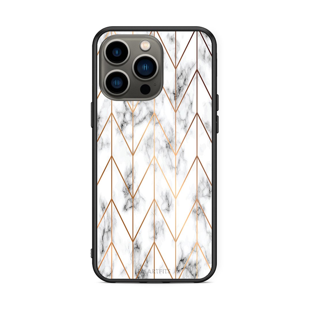 44 - iPhone 13 Pro Gold Geometric Marble case, cover, bumper